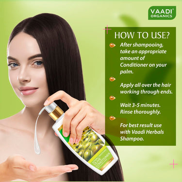 Vaadi Herbals Amla Shikakai Hair Fall and Damage Control Shampoo, 350ml with Olive Conditioner, 350ml